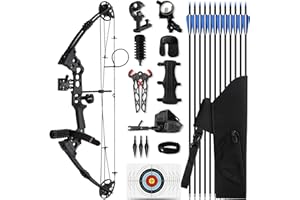 SERfawnCH Compoundbogen Set 20-70 LBS Einstellbar Jagd Sportbogen mit Pfeilen für Rechtshänder Erwachsene Jugendliche 320 FPS (Schwarz/Tarnmuster/Drachenklaue)