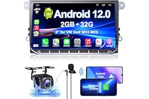 INEXACCESSORIES 9 Inch Car Radio For VW Passat Golf MK5 MK6, 2G+32G Car Stereo Support Wireless Carplay/Android Auto/Back-up Camera/Bluetooth/Voice Control/GPS/Wifi/FM Radio,IPS Touchscreen Radio