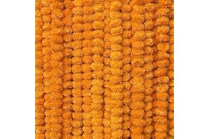 THE ART BOX 5 PC - 4.5 feet Marigold Garland Halloween Diwali Pooja Indian/American Wedding Party Mantle Decoration Faux Artificial Floral String Christmas Fall Festival Spring Bush Floral Decor - Mango Yellow