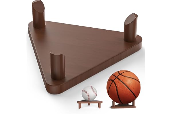 CANIPHA Présentoir de ballons de sport en bois - Design triangulaire amovible - Peut contenir différentes tailles de balles - Marron