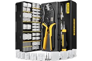 DxCRIMP Crimp Tool Mini-Fit Jr Kit,with 12 Types 2-10 Pin Molex 4.2mm Connector,Wire Gauge 18-26 AWG w/Remove Tool,Crimping Tool (32-20 AWG) Compatible JST, KF2510, AMP, Dupont,RC Servos,Futaba.