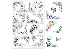 GLOBLELAND Pizzo Floreale Timbri Trasparenti Sigillo per Timbri Journaling in Silicone Trasparente per la Creazione di Biglietti e Decorazioni per Scrapbooking