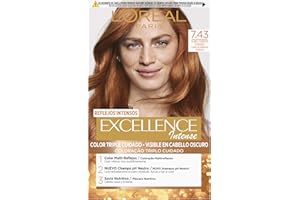 L'Oreal Paris Excellence Intense Tinte Crema, Color 7.43 Rubio Cobrizo Dorado, 60 ml (Paquete de 1), El embalaje puede variar