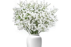 Roosea 6 Ramas de Flores Artificiales Gypsophila Flores Artificiales Blanco Bebés Aliento Gypsophila Paniculata Plantas Falsas para Bodas Fiestas, Coronas, Arreglos Florales para Decoración del Hogar