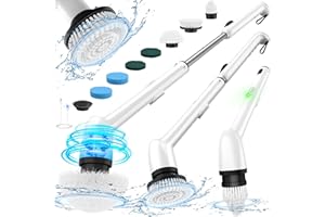 LyriFine Electric Cleaning Brush, Upgraded Full-Body IPX7 Waterproof Electric Spin Scrubber UK, 7 Heads, Long Handle & Dual Speed Electric Brush for Cleaning, Shower Cleaner for Bathroom Floor Tile