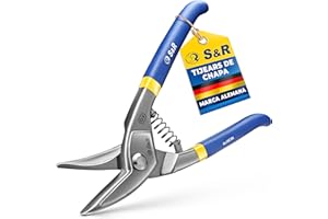 S&R Tijeras de Chapa para metal, Tijeras Pladur hojalata profesionales, Cortachapa de precisión para elementos rectos y curvos