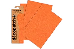DECOPATCH Décopatch C466O - Une pochette de 3 feuilles de papier imprimé 30x40 cm, Craquelé Orange