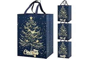 DXTXTJ Large Christmas Gifts Bags 4Pcs,41 * 30 * 18 Christmas Presents Bags,Gold Tree Xmas bags for presents