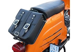 MADE4BIKERS Kleine Leder Hecktasche mit Schnellverschluss Gepäckträger Tasche Packtasche Schwarz passend für Simson Schwalbe Sperber Star Spatz KR50 KR51 SR4 …