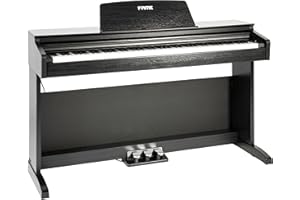 Fame DP-2000 E-Piano mit Hammermechanik, anschlagdynamischen 88 Tasten, voller Klavierklang, 16 Orchesterklangfarben, 128-fache Polyphonie, wertiges Gehäuse mit Deckel, Digital Piano in schwarz