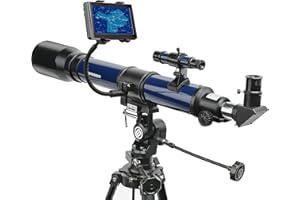 Bresser SKYLUX 9618760LC1000 - Telescopio con supporto per smartphone e filtro solare, 70/700 mm, colore: Blu scuro