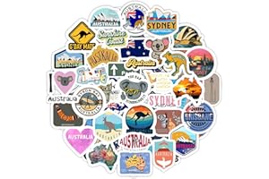 PADABAYKA Autocollants Australie pour bouteilles d'eau et ordinateurs portables - Décorations et cadeaux sur le thème de l'Australie, vinyle imperméable - Australia Stickers