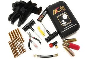 MOTOCARENE Tyre Repair Kit Tubeless, Emergency Equipment Included, Car Motorcycle MTB Quad Sealant with 3 Cartridges Easy Inflation + Gloves Free (Pro 3 Co2)