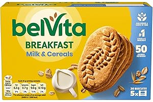 Belvita Breakfast Biscuits Milk & Cereals, Nutritious and Made With 5 Wholegrains, Multipack of 5 x 45 g (Pack of 1)