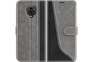 Mulbess Funda para Xiaomi Redmi Note 9 Pro/Redmi Note 9S, Funda Libretto, Concha Interna de TPU, Ranura para Tarjeta, Cierre Magnético, Elegante Gris