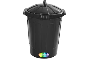 CrazyGadget® 80 Litre 80L Extra Large Colour Plastic Dustbin Kitchen House Garden Storage Unit Bin with Clip Locking Lid (Black)