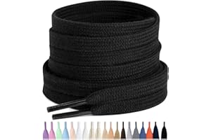 Stepace 2 Pairs 100% Cotton Flat Shoe Laces 8mm Wide Shoelaces for Sneaker Running Athletic Shoes