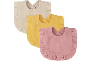 VicloonBaby Teething Bibs Set, Absorbent Solid Muslin Bibs for Drooling Toddlers, Boys and Girls