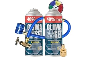 CLIMA SET ClimaSet R1234yf Kältemittel Ersatzgas - Kühlmittel Klima Auto mit Klima Dichtmittel und Öl - Gasflasche 2x235 g Auto Klimaanlage Nachfüllset - Klimaanlage Wohnmobil - Klimaanlage Schlauch