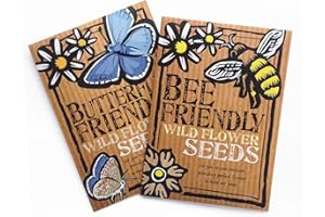BEE-FRIENDLY SEEDS Bee and Butterfly Friendly Wild Flower Seeds Duo Pack - Great Gardener Gift. Beautiful, Colourful Native British Wild Flowers. UK Grown. RHS Plants for Pollinators Mix.