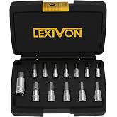 LEXIVON Juego de Llaves de Vaso Hex, Acero de aleaci&oacute;n S2 de Primera Calidad | Juego de 13 Piezas SAE 5/64" - 9/16" | Estuche