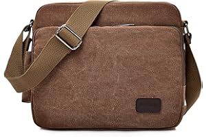 DORRISO Uomo Borsa a Tracolla Moda Borse Messenger Ventiquattrore Messenger Bag Briefcase Viaggio Causale Lavoro Scuola Tela Borsa a Tracoll Marrone