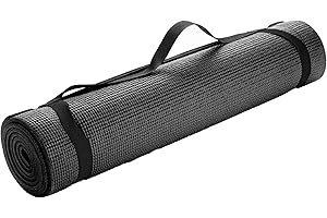 Mind Reader YOGAPVC-BLK Allzweck-Fitness- und Trainingsmatten mit Tragegurt, hohe Dichte, reißfest