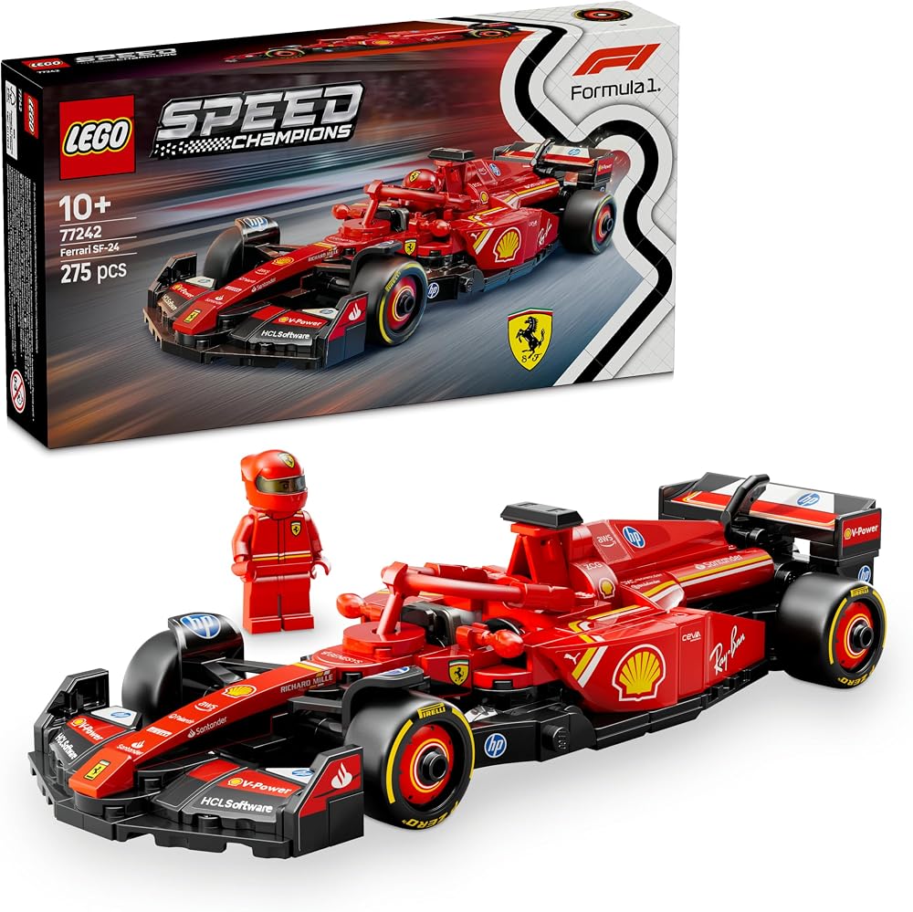 LEGO Speed Champions Ferrari SF-24 F1 Yarış Arabası 77242 | 10 Yaş ve Üzeri Çocuklar için Sürücü Minifigürü İçeren Oyuncak Yapım Seti, Hediye Fikri (275 Parça)