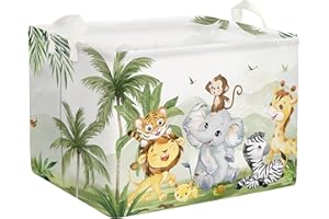 Clastyle Cestos Almacenaje Infantil Animal Tropical Cesta Ropa Sucia Plegable para Habitación Infantil Dormitorio Cajas de Almacenaje Juguetes para Chico Chica, León Elefante, 40 * 30 * 30 cm