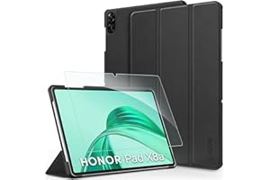 CACOE Funda para Honor Pad X8a 11 Pulgadas, Cuero Ultrafino con Vidrio Templado Ultrafino, Capa para Honor Pad X8a 11 Pulgadas con Función de Soporte Atril, Negro