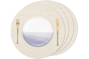 Banchif Manteles Individuales Redondos Manteles Individuales Juego de 4 Lavables Salvamantele Individuales Resistentes al Calor Antideslizante Diámetro 38 cm (Beige, Redondos Juego de 4)