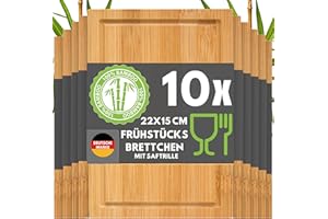 DuneDesign Set di 10 Taglieri in Legno 22x15 - Tagliere Compatto per Antipasti, Aperitivi, Stuzzichini - Vassoi Rustici per Cucina, Servizio in Tavola, Bar e Catering - Mini Asse da Portata Decorativa