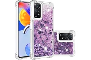IMIRST Silicona Funda para Redmi Note 11 Pro 5G, Esquina Airbag Protección contra Arenas Movedizas Líquido Sparkle TPU Carcasa Transparente para Xiaomi Redmi Note 11 Pro 5G. YBW Love Purple