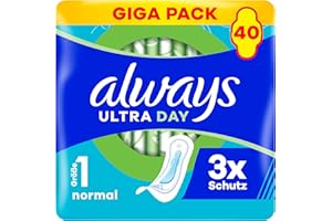 Always Ultra Day Damenbinden Normal (Größe 1) 40 Stück, Super Saugfähig Und Ultra Dünn, Für Die Periode
