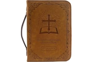 IvyRobes Vintage Cover per Bibbia da Uomo,Marrone Custodia per Bibbia con Maniglia e Cerniera,Borsa Della Bibbia Valigetta Taglia Larga