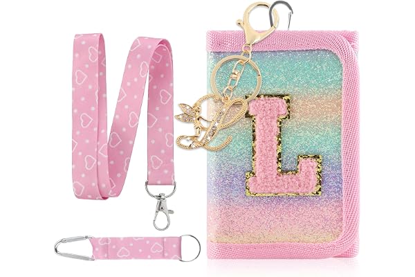 GmeDhc Barn Bröstväska, Barn Plånbok Flicka Rosa Bokstäver A-Z, Trefaldig Vikad Pengpåse med Nyckelring, Plånbok att hänga Skolväska Fyllning Present för Flickor, L, 12*8*2.5CM, Modern