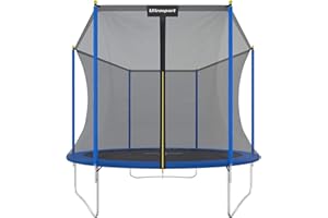 Ultrasport Uni-Jump Trampoline Exterieur Enfant Ø 140/183 / 244/305 / 366/460 cm Jusqu’à 150 kg avec Filet de Sécurité, Protection & Kit de Montage I Trampoline Enfant Extérieur Interieur