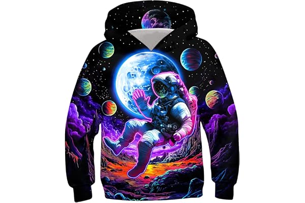 ALISISTER Sweats à Capuche Enfant Garçons Filles 3D Imprimé Hoodie Poches à Cordon Sweat-Shirt 4-16 Ans
