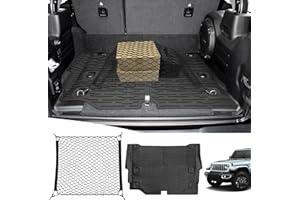 JTYZSM Cargo Mat & Trunk Net for 2021-2024 Jeep Wrangler JL 4XE Trunk Liners with Cargo Net All Weather Protection Anti-Slip Rear Mesh Cargo Netting for 21-24 Wrangler JL 4XE 4 Door Accessories