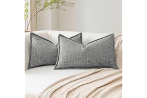 Artscope Dekorativa kuddfodral, mjuk linnestruktur, soffkuddar, lantlig stil, elegant design, för soffa, sovrum, vardagsrum