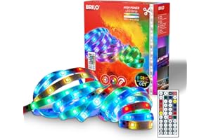 BRILONER - LED Strip 5m mit Fernbedienung, dimmbar, RGB IC dynamischer Farbwechsel, CCT, LED Streifen, Leiste, Zimmer Deko, Gaming Deko, Band, Party, Lichtleiste, 5000x10x3 mm, Weiß