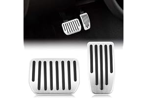 ASOOLL Car Pedal Cover Non-Slip Accelerator Pedal Brake Foot Performance Pedal Pads Set Accessories Fit for Tesla Model 3 Model Y 2017-2023（2Pcs / Silver）