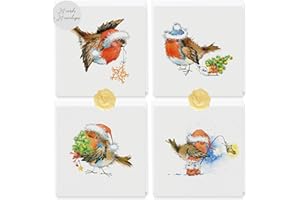 LEGEZON Robin Christmas Cards Pack 24, Christmas Cards 2024,Boxed Christmas Cards with Envelopes,Ecofriendly Xmas Cards Multipack for Family Friend Children Neighbors,Foldable Greeting Cards Small 11.5x11.5cm