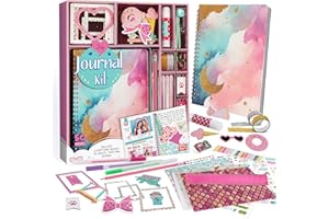 EDUMAN Tagebuch Mädchen DIY Scrapbook Set Bastelset, Geschenk für Mädchen 6 7 8 9 10 11 12 13 14 Jahre, Tagebuch Set & Schulbedarf, Kreative Geschenke für Mädchen im Alter von 6-14 Jahren (Rosa)