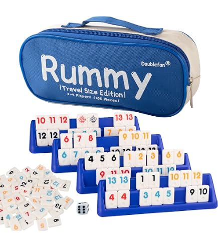 Klassisches Rommé-Spiel Mit 106 Fliesen, 4 Haltern & Karton - Für 2-4 Spieler Ab 8 Jahren