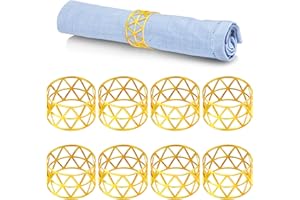 KAONESS Anillo de Servilleta Servilletero Dorados de Metal 8 Piezas Aro de Servilleta para Bodas Banquetes Aniversario Fiesta Cumpleaños Vacaciones