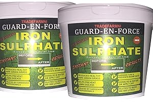 GUARD-EN-FORCE 10KG IRON SULPHATE LAWN FERTILISER, LAWN FEED and GRASS TONIC. All Round Multi-Purpose Sulphate of Iron Lawn Conditioner, Fertiliser, Grass Greener & Turf Hardener.