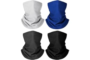 Geyoga 4 Pcs Kids Neck Warmer Toddler Fleece Neck Gaiter Adjustable Winter Scarf Ski Mask for Boys and Girls