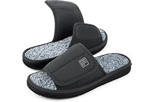 FamilyFairy Men's Open Toe Slippers Breathable Velcro House Shoes Memory Foam Slip on Indoor Outdoor
