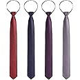 Xinnun 4 Pieces Zipper Ties for Men Adjustable Men's Neckties Zip on Tie for Men Zipper Skinny Necktie Clip on Slim Tie